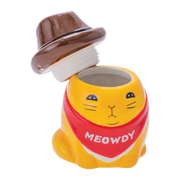 Meowdy Cat Cowboy Ceramic Stash Jar | Open View