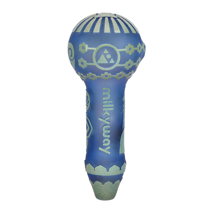 Milkyway Glass Buddha Spoon Pipe | Dark Blue | Base View