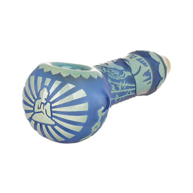 Milkyway Glass Buddha Spoon Pipe | Dark Blue | Side View