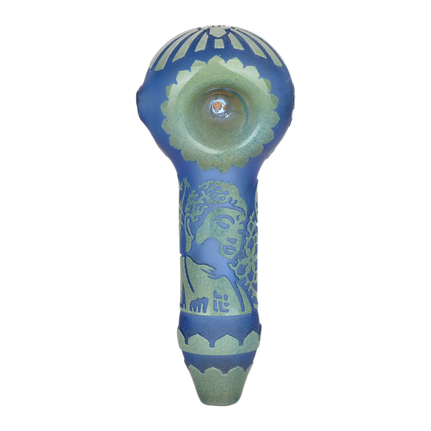 Milkyway Glass Buddha Spoon Pipe | Dark Blue | Top View