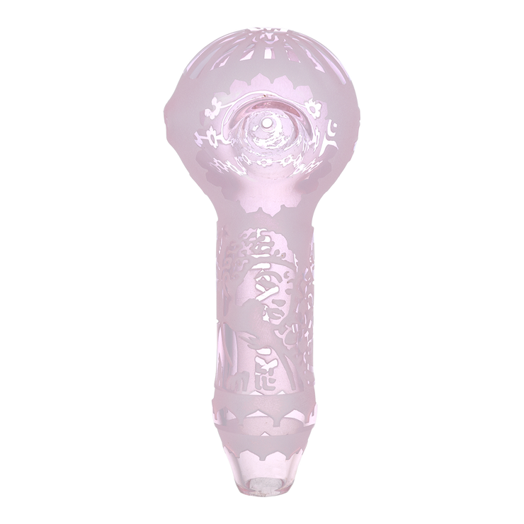 Milkyway Glass Buddha Spoon Pipe | Pink | Top View