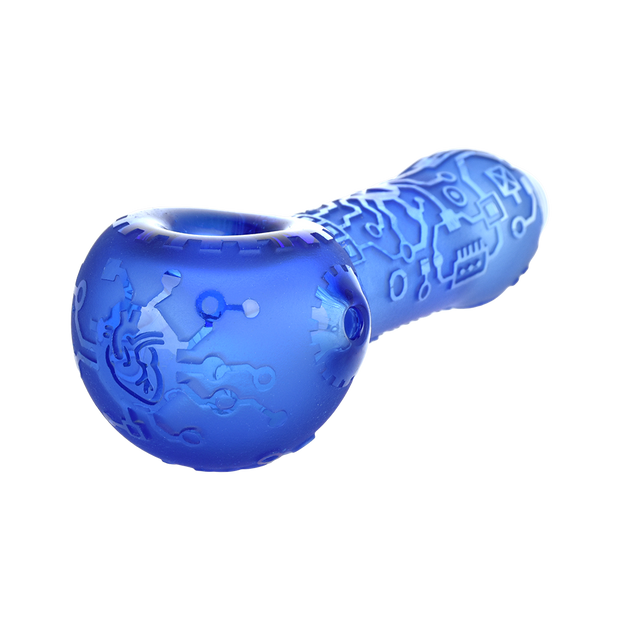 Milkyway Glass Circuitboard Spoon Pipe | Blue | Side View