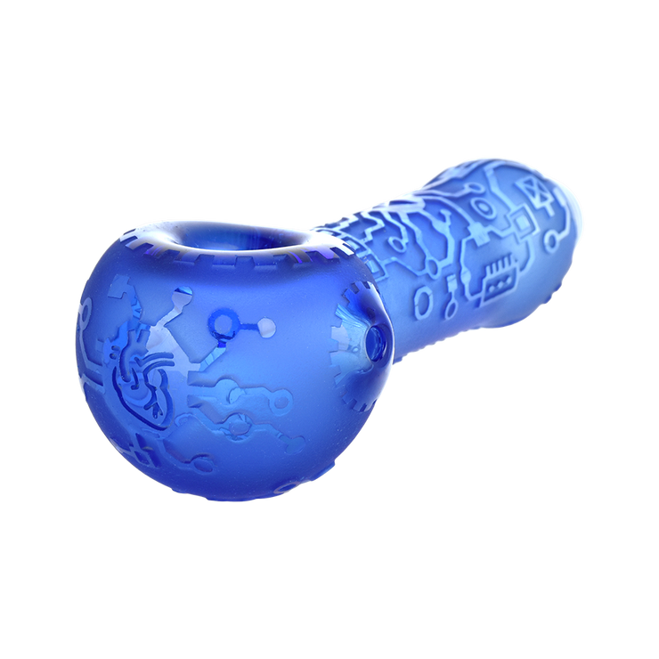 Milkyway Glass Circuitboard Spoon Pipe | Blue | Side View