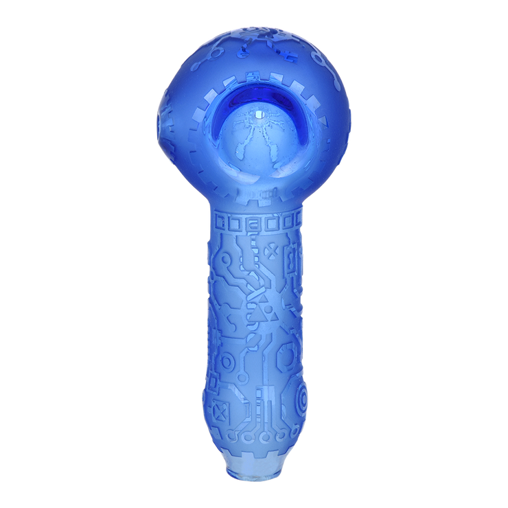 Milkyway Glass Circuitboard Spoon Pipe | Blue | Top View