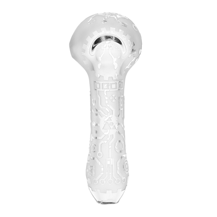 Milkyway Glass Circuitboard Spoon Pipe | Clear | Top View