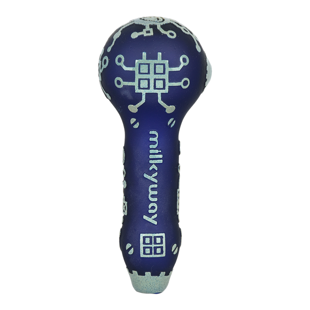 Milkyway Glass Circuitboard Spoon Pipe | Dark Blue | Base View