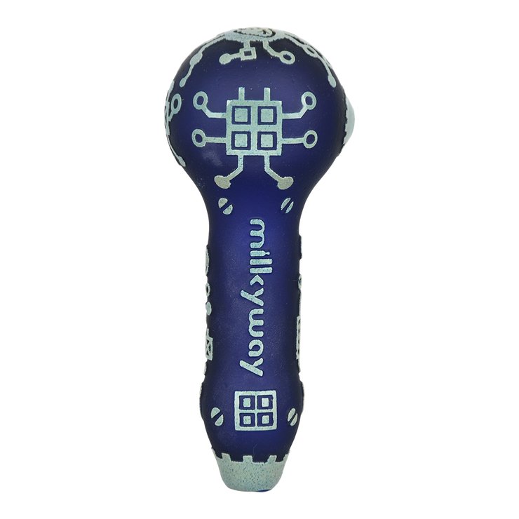 Milkyway Glass Circuitboard Spoon Pipe | Dark Blue | Base View