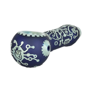 Milkyway Glass Circuitboard Spoon Pipe | Dark Blue | Side View