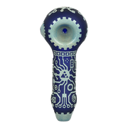 Milkyway Glass Circuitboard Spoon Pipe | Dark Blue | Top View