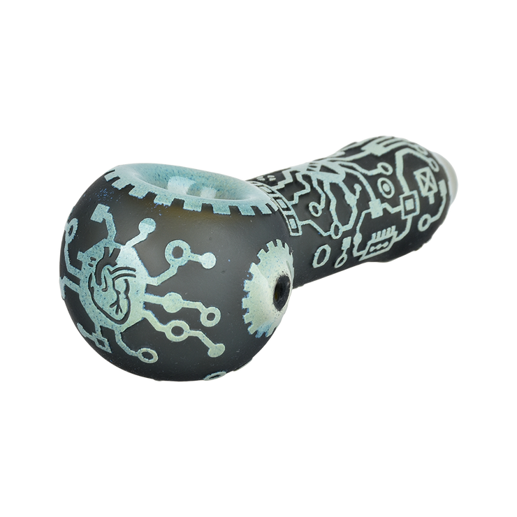 Milkyway Glass Circuitboard Spoon Pipe | Gray | Side View