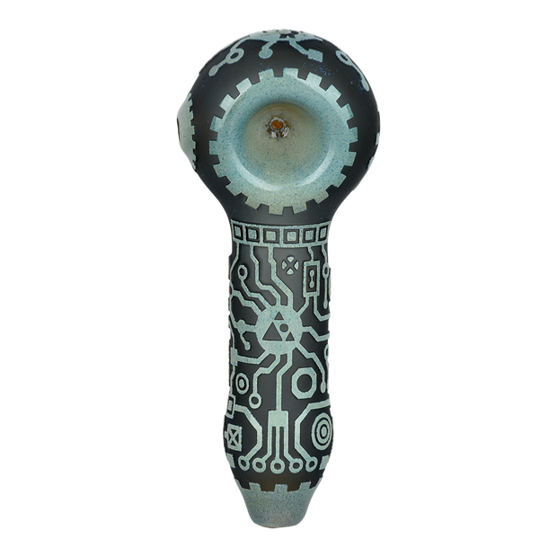 Milkyway Glass Circuitboard Spoon Pipe | Gray | Top View