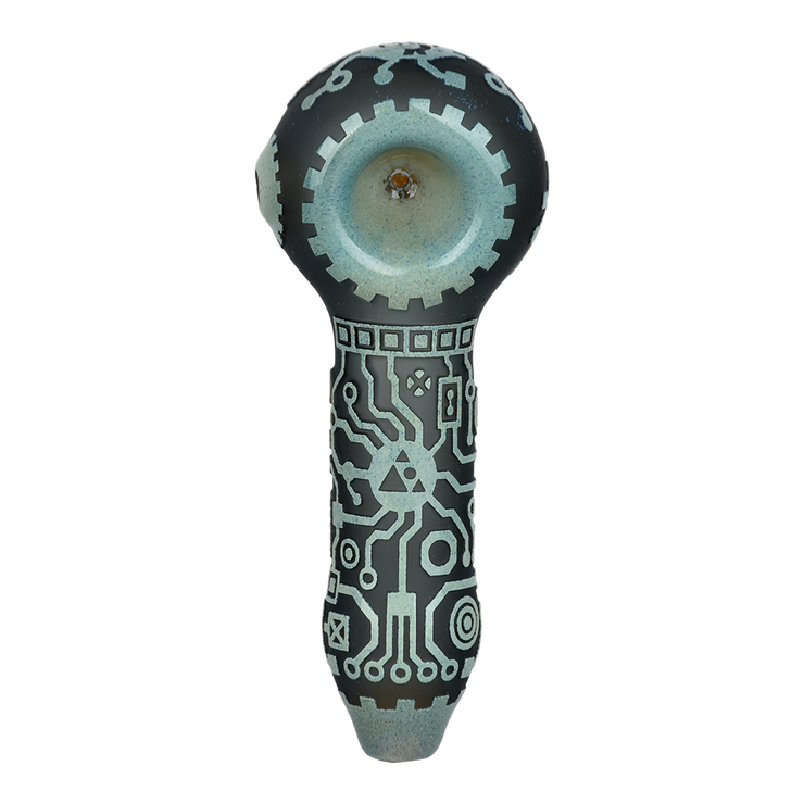 Milkyway Glass Circuitboard Spoon Pipe | Gray | Top View