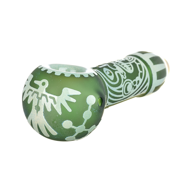 Milkyway Glass Maya Face Spoon Pipe | Green | Side View