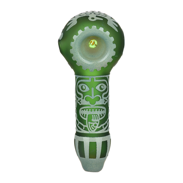 Milkyway Glass Maya Face Spoon Pipe | Green | Top View