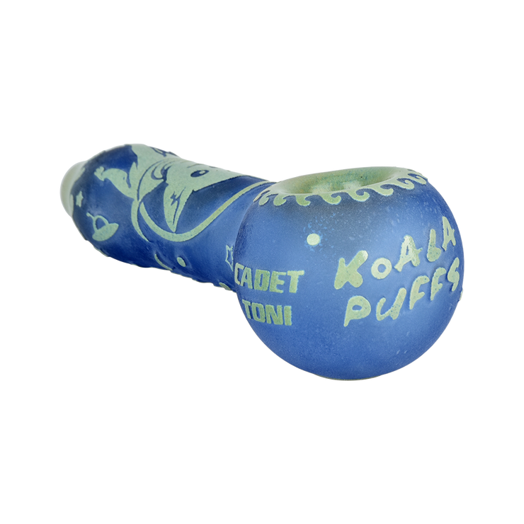Milkyway Glass x Koala Puffs Cadet Toni Spoon Pipe | Blue | Side View