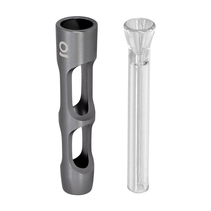 ONGROK Aluminum & Glass Chillum | Silver | Separate Pieces