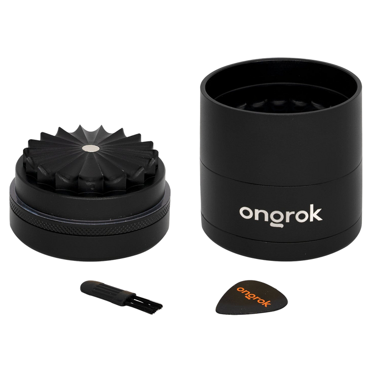 ONGROK Flower Petal Toothless Grinder | 2.2" | Black | Mill Chamber View