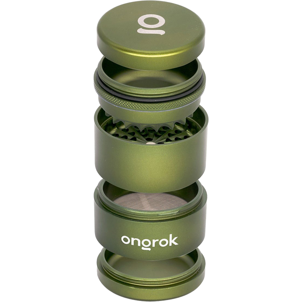 ONGROK Flower Petal Toothless Grinder | 2.2" | Green | Exploded View