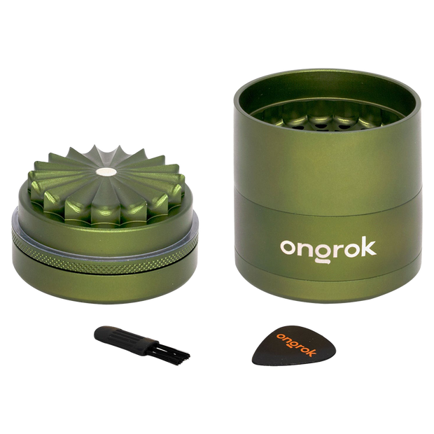 ONGROK Flower Petal Toothless Grinder | 2.2" | Green | Mill Chamber View