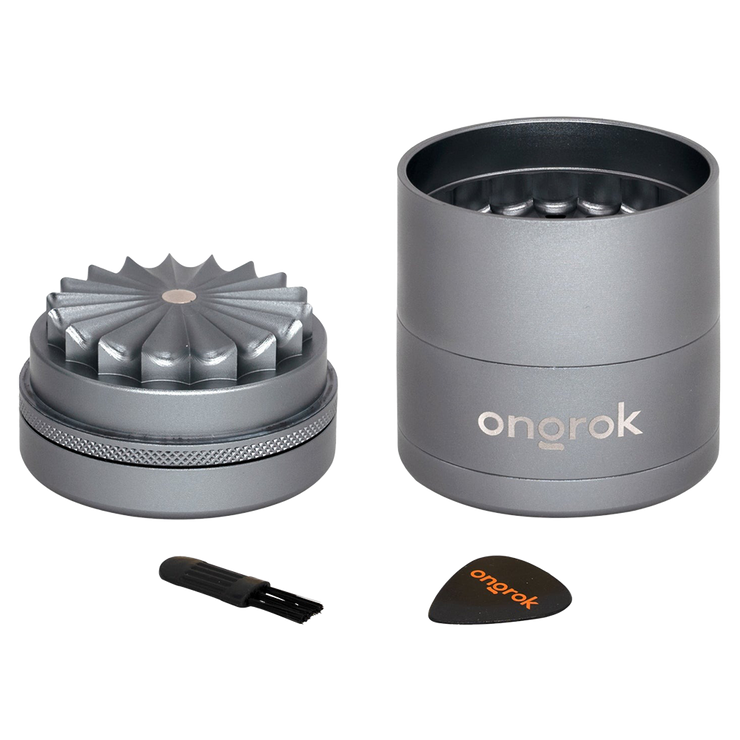 ONGROK Flower Petal Toothless Grinder | 2.2" | Silver | Mill Chamber View