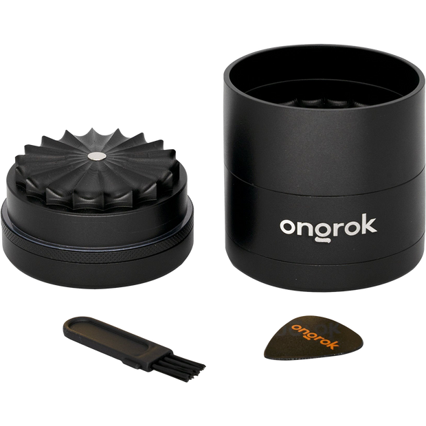 ONGROK Flower Petal Toothless Grinder | 2.5" | Black | Mill Chamber View