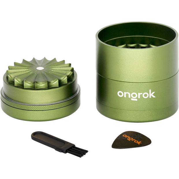 ONGROK Flower Petal Toothless Grinder | 2.5" | Green | Mill Chamber View