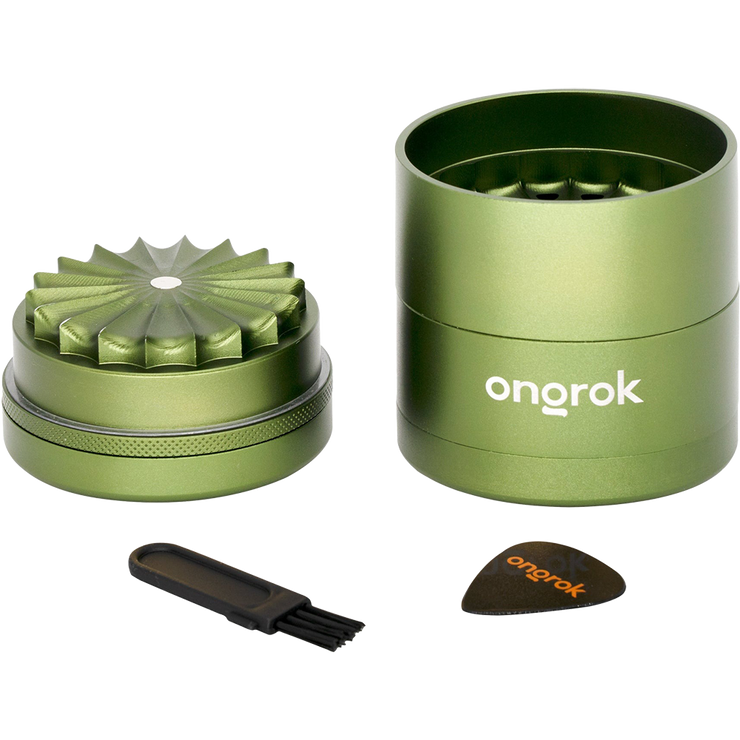 ONGROK Flower Petal Toothless Grinder | 2.5" | Green | Mill Chamber View