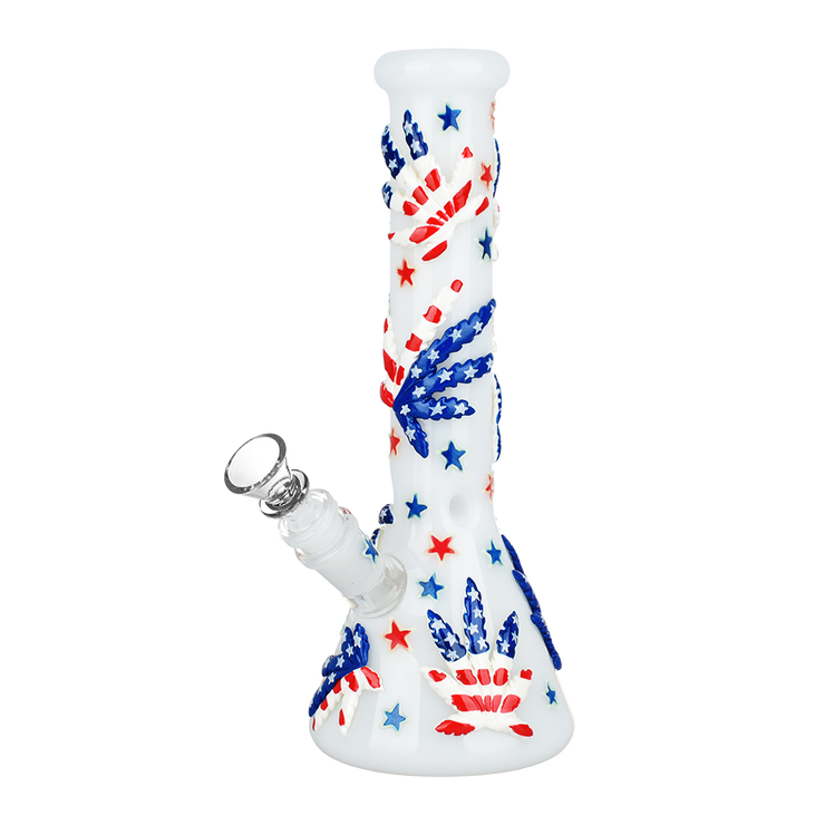 Patriot Leaf Glow Beaker Bong | Front View