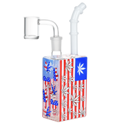 Patriotic Leaf Glow Juice Box Dab Rig | Frontal Side View