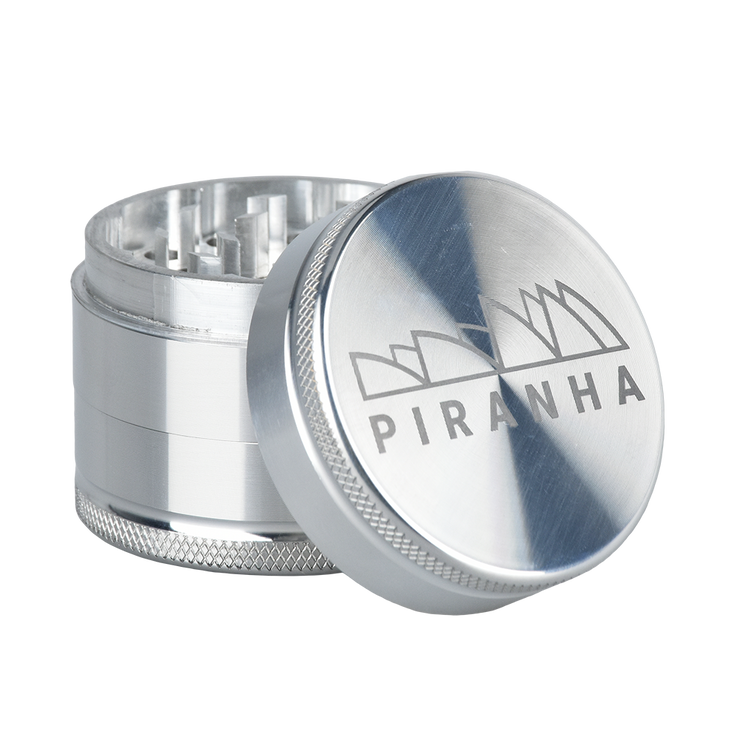 Piranha Aluminum Grinder | 3pc | 2" | Silver