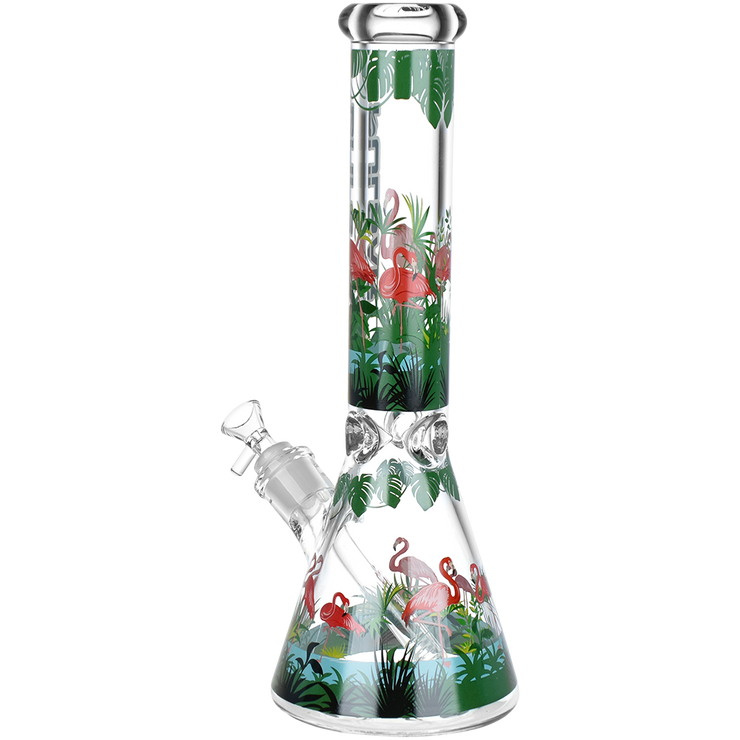 Pulsar Chillin' Flamingos Beaker Bong | Large Size | Back View