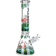 Pulsar Chillin' Flamingos Beaker Bong | Large Size | Front View