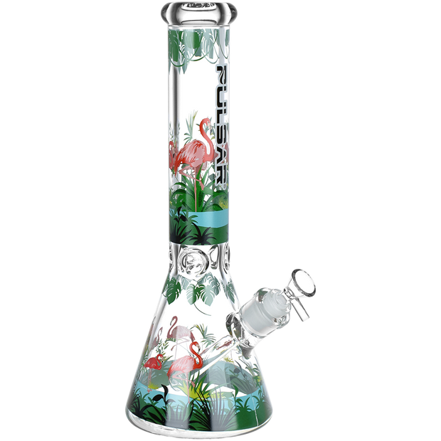 Pulsar Chillin' Flamingos Beaker Bong | Large Size | Front View