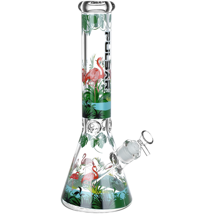 Pulsar Chillin' Flamingos Beaker Bong | Large Size | Front View