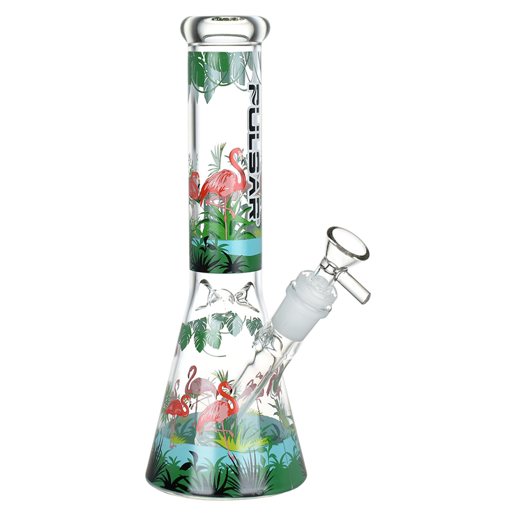 Pulsar Chillin' Flamingos Beaker Bong | Medium Size | Front View