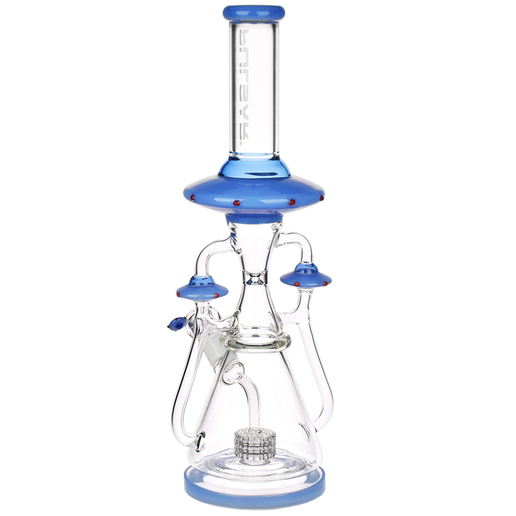 Pulsar Far-Out Visitors Recycler Bong | Blue | Back View