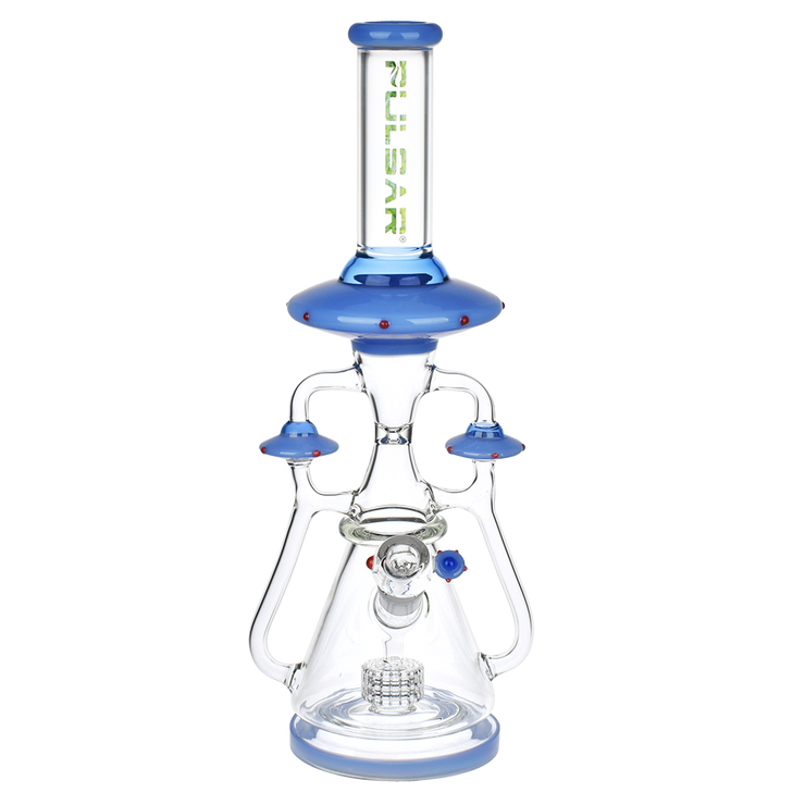 Pulsar Far-Out Visitors Recycler Bong | Blue | Front View