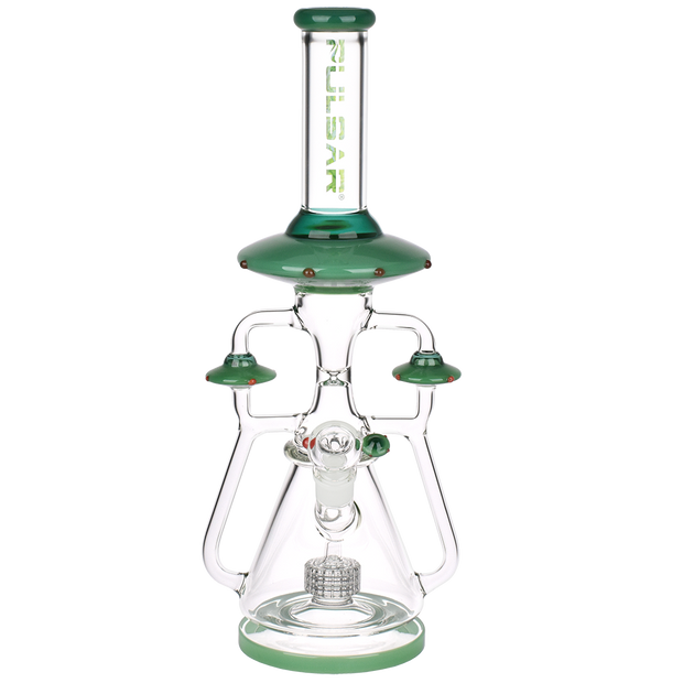 Pulsar Far-Out Visitors Recycler Bong | Green | Front View