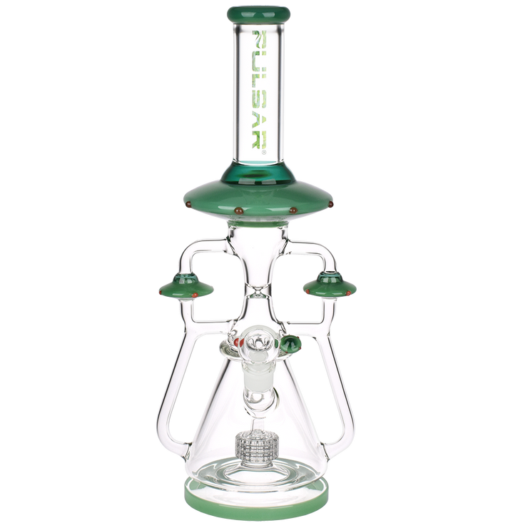 Pulsar Far-Out Visitors Recycler Bong | Green | Front View