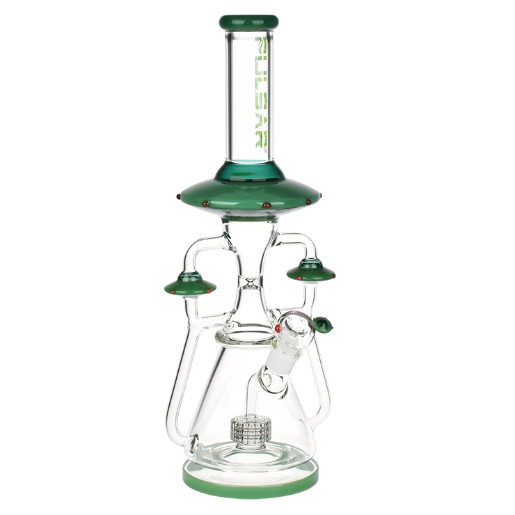 Pulsar Far-Out Visitors Recycler Bong | Green | Side View