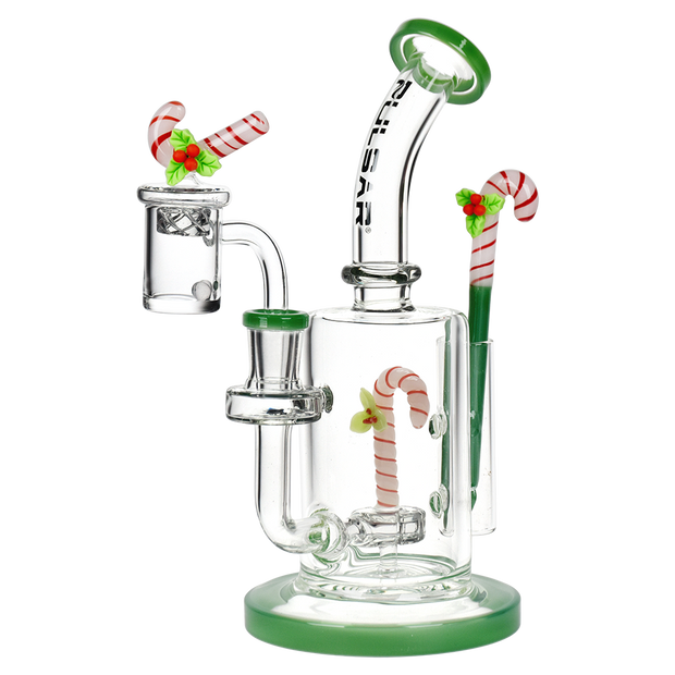 Pulsar Holidaze Dab Rig Set | Candy Cane | Front View