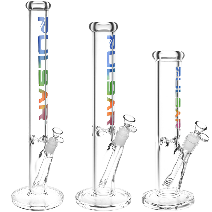 Pulsar Illustrated Logo Straight Tube Bong | All Sizes | Group