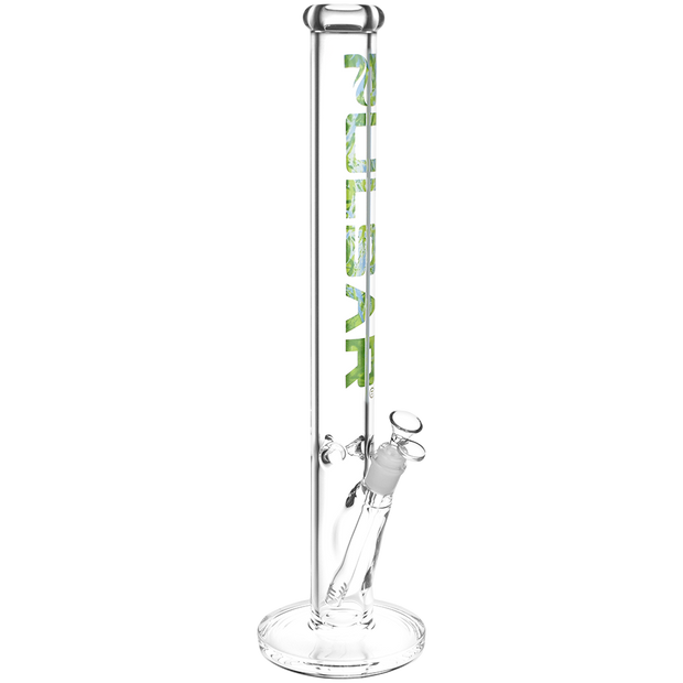 Pulsar Illustrated Logo Straight Tube Bong | Extra Large Size | Green