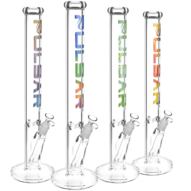 Pulsar Illustrated Logo Straight Tube Bong | Extra Large Size | Group