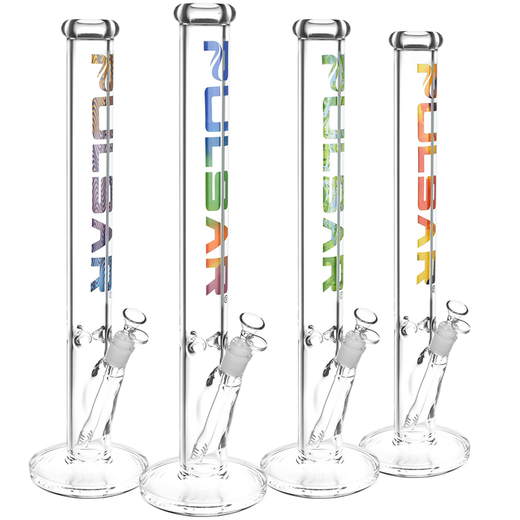 Pulsar Illustrated Logo Straight Tube Bong | Extra Large Size | Group