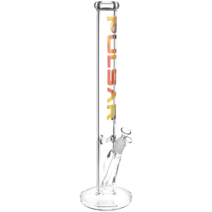 Pulsar Illustrated Logo Straight Tube Bong | Extra Large Size | Orange