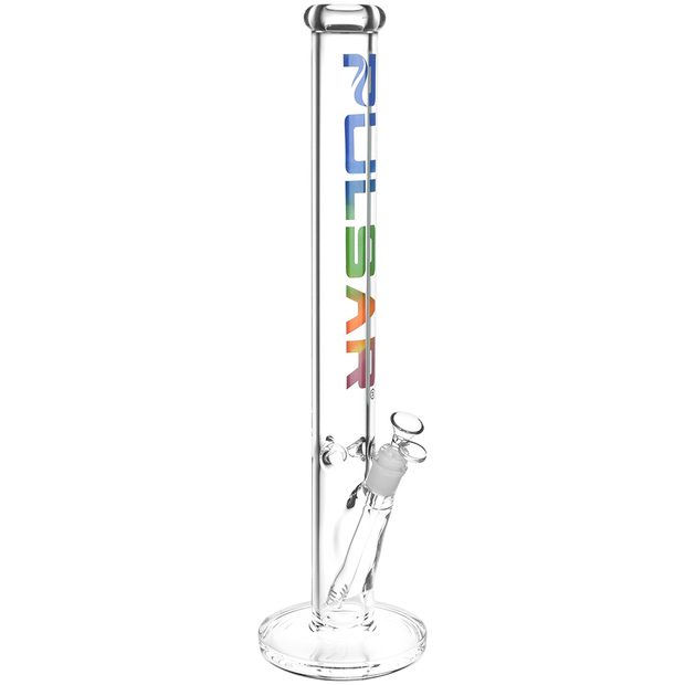 Pulsar Illustrated Logo Straight Tube Bong | Extra Large Size | Rainbow
