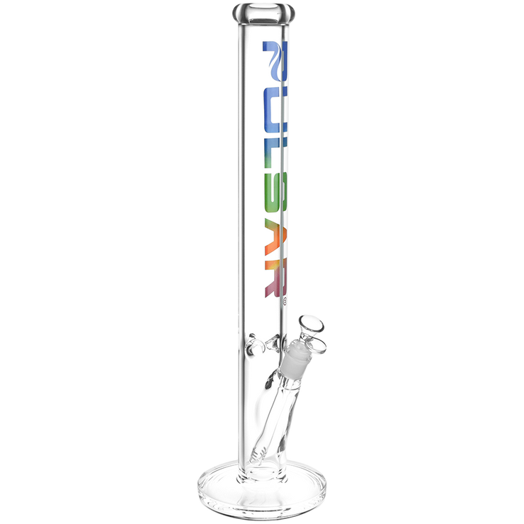 Pulsar Illustrated Logo Straight Tube Bong | Extra Large Size | Rainbow