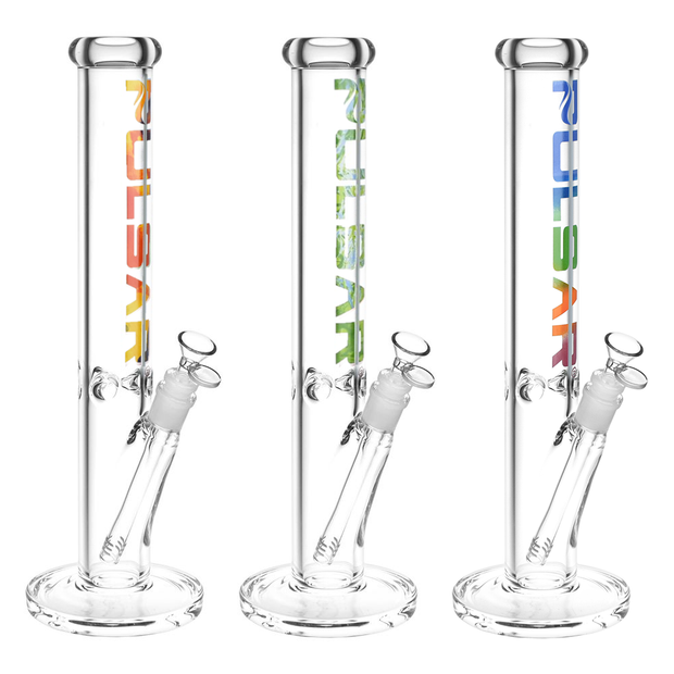 Pulsar Illustrated Logo Straight Tube Bong | Large Size | Group