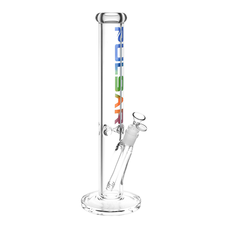 Pulsar Illustrated Logo Straight Tube Bong | Large Size | Rainbow